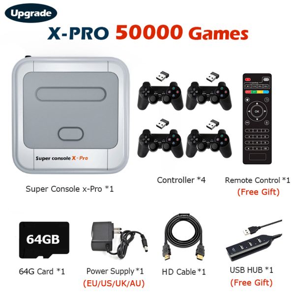 Lettori di giochi portatili Super Console X Pro Retro Video Tv Box Uscita HD Wifi Doppio sistema integrato 50000 s Applicabile a Ps 221104