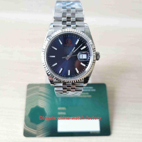 2 Stil Bayanlar EW Fabrikası Unisex 36mm 126334 Başkan Blue Dial Saatler 904L Çelik Sapphire Cal 3235 Hareket Mekanik Otomatik Kadın Kolluluğu Araba