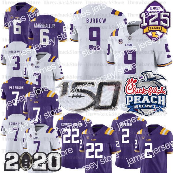 American College Football Wear NCAA Ja'Marr Chase Joe Burrow Justin Jefferson Clyde Edwards Helaire Derrius Guice Beckham Jr. LSU Tigers Custom-Trikots