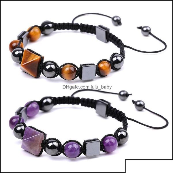 Fili di perline Fili di perline Amicizia Piramide di cristallo Perline Braccialetti Per donna Uomo Feng Shui Reiki Energia positiva Guarigione Dhse Otkgp