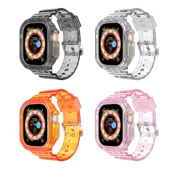 Pulseira transparente com estojo para a pulseira Apple Watch Band Ultra 49mm Fashion Watch Banda