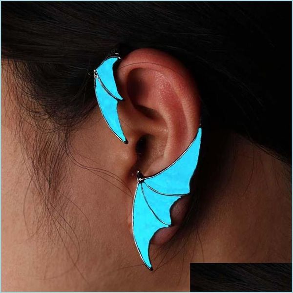 Ear Cuff Fashion Luminous Ear Cuff Orecchini Metal Wing Uomini e donne Personalità Orecchino Drop Delivery Jewelry Dhdhl