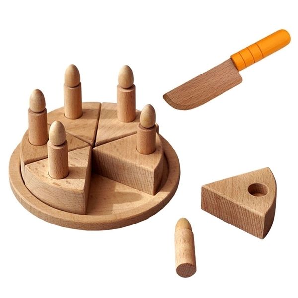 Cucine Gioca Cibo Simulazione per bambini Torta di compleanno Giocattolo di legno Finta Pallet di faggio Taglio Giochi interattivi Giocattoli da cucina 221105