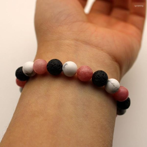 Strand 1pc Lave Stone Rosa Bianco Diffusore amorevole Braccialetti Amici Regali per lei