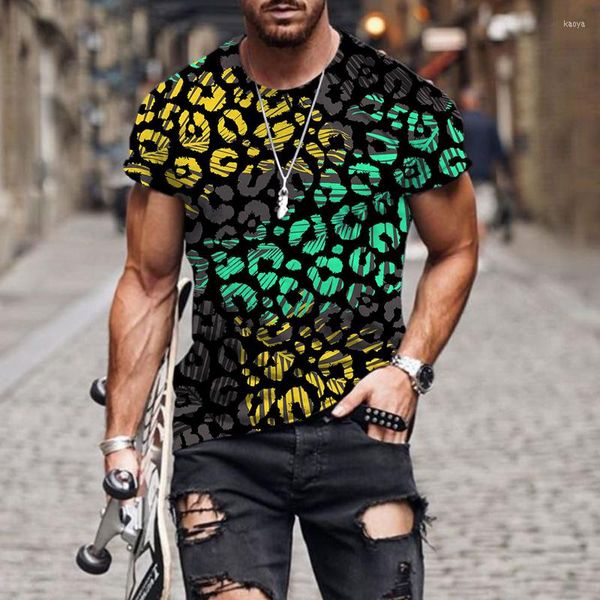 Erkek Tişörtler Erkek Kadınlar 3D Doğal Leopar Baskı T-Shirt Moda Sokak Giyim UNISEX 4XL SOĞUTMA