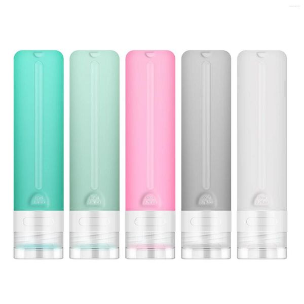 Garrafas de armazenamento 5pcs recarregáveis ​​cosméticos espremáveis ​​Silicone Travel Bottle Set Liquid for loção Provo de chuveiro gel vazio