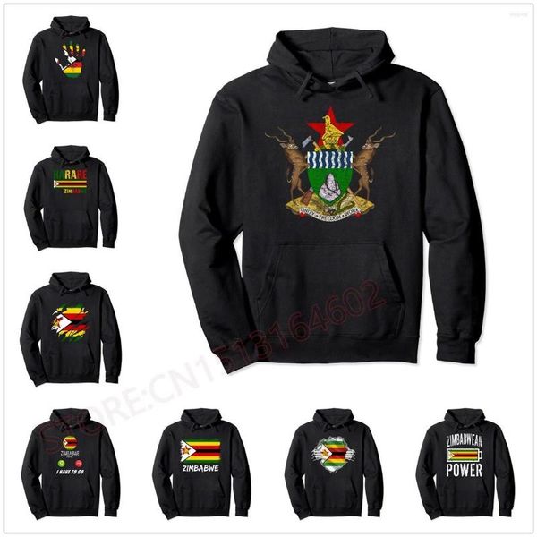 Hoodies masculinos zimbabwe bandeira de armas harare alojamento moletom homens mulheres unissex algodão moda moda moletom