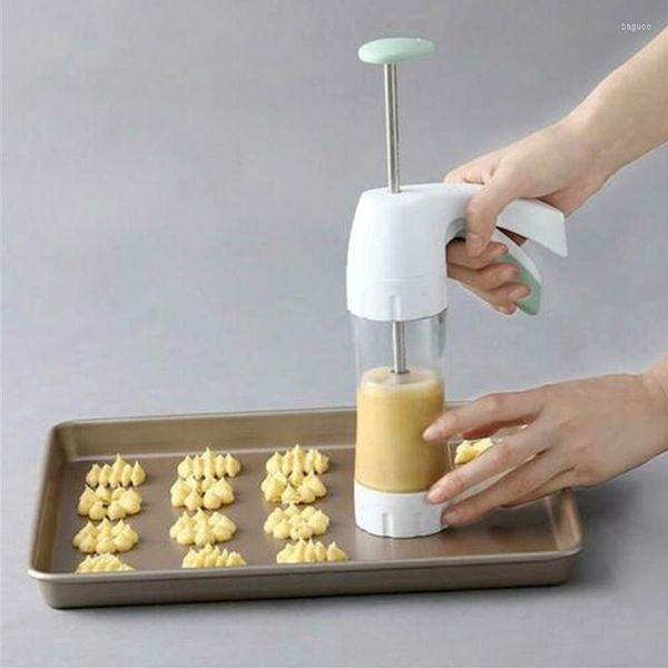 Backformen Cookie Maker Kit Keks Presse mit 12 Scheiben Werkzeuge Kuchen machen Dekorieren Pistole Küche Aluminium Vereisung Sets