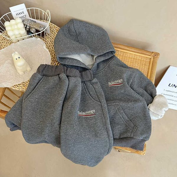 Çocuk Giyim Setleri Kazak Hoodies Kalınlaşmak Moda Kış Sonbahar Kız Erkek Giysileri Bebek Yürümeye Başlayan Pamuk Dış Giyim Çocuk Tişörtü Tops