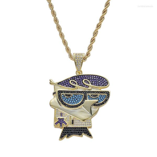 Collane con ciondolo Hip Hop CZ Stone Paved Bling Iced Out Mr Little Bird Personaggio dei cartoni animati Pendenti Collana per uomo Gioielli Oro Argento