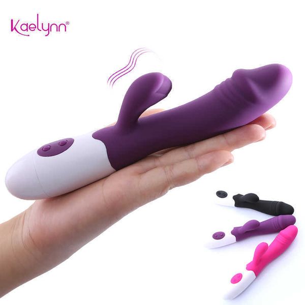 Новый G Spot Dildo Rabbit Vibrators для женщин двойной вибрационный силиконовый мастурбация женская стимуляция влагалища Массаж секс -игрушки x0602