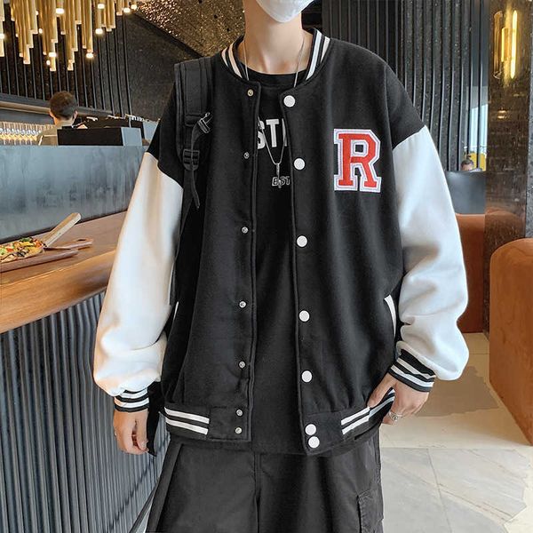 Männer Jacken Neue Mode Schwarz Baseball Jersey Casual Strickjacke Paar Mantel Männliche Kleidung Frühling und Herbst Lose Plus Größe top Y2302