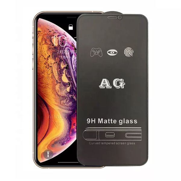 AG Cobertura completa Protetor de tela anti impressão digital Vidro temperado fosco para iPhone15 14 13 12 Pro max 11 X