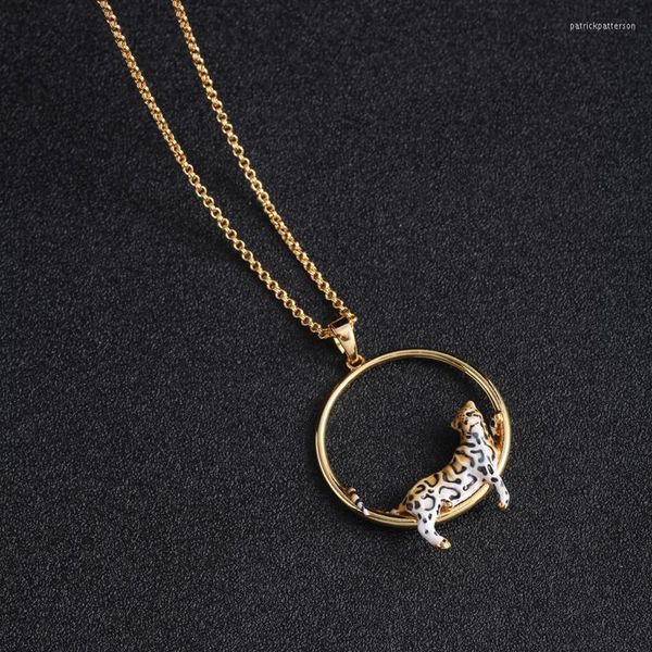 Anhänger Halsketten Timeless Wonder Emaille Clouded Leopard Halskette für Frauen Designer Schmuck Ins Trendy Marke Gothic Seltene Kpop Nette Top Set