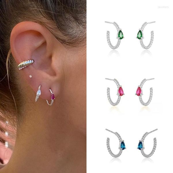Brincos de garanhão Isueva Gold cheio C Shap Shap Colorful Zircon Ear Piercing for Women Jewelry Acessórios Presentes Grátis Shiiping