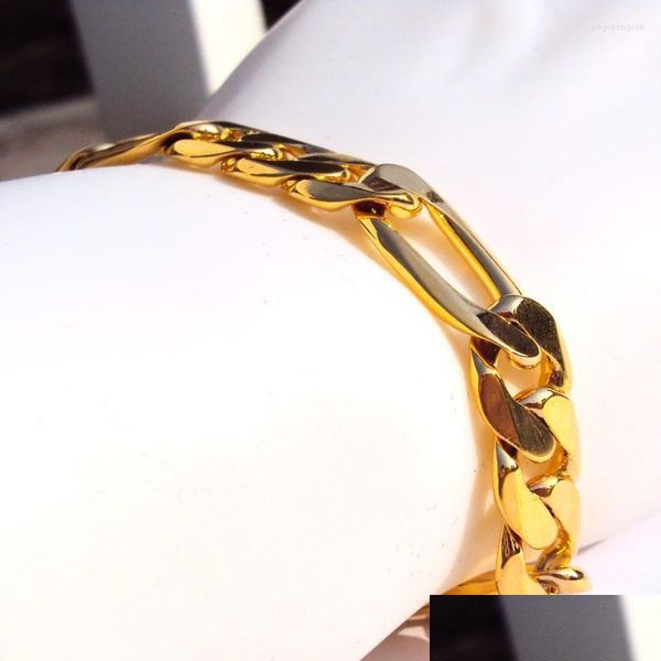 Bangle Bangle 10Mm Fine Spesso Miami Figaro Link Bracciale Catena Realizzato Da Uomo Donna 18 K Solid Gold Filled Finitura Autentica Drop Deliver Dhenb