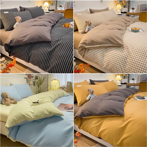 Baumwolle Bettwäsche Set Muticolor Winter Samt Mode Bettbezug Bettlaken 4PCS Kissenbezüge Bettdecken Sets