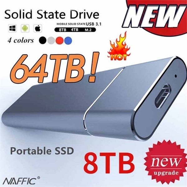 Dischi rigidi Dispositivo di archiviazione rimovibile SSD esterno portatile ad alta velocità da 1 TB 2 TB 64 TB USB 3.1 per microcomputer notebook 221105