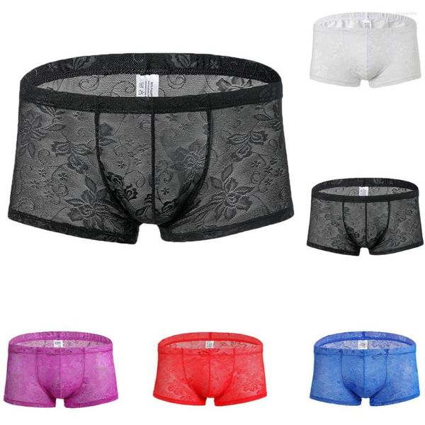 Mutande Sweat Slip Moda Sexy Full Lace Strap Intimo da uomo Raso per uomo Undies Mens