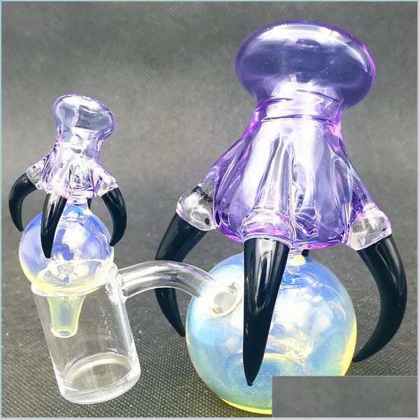 Anderes Raucherzubehör Glas Dragon Claw Orb Pearl Bong mit 10 mm 45 ° Innengelenk Lila Hand Wasserbongs Rohre Bohrinsel Bubbler Dh1El