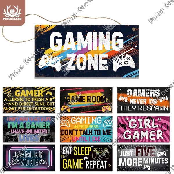 Spiel Metall Malerei Holz Wand Plaque Holz Plaketten Hängen Zeichen Dekor für Mann Höhle GameRoom Tür Hängende Dekoration 20 cm x 30 cm Woo