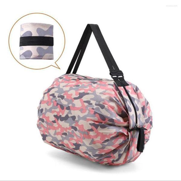 Bolsas de armazenamento revistas bolsa de compras estilo criativo estilo cilíndrico eco nylon dobring