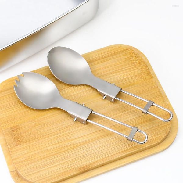 Dinnerware Define puro titânio dobrável colher de dente multifuncional acampamento ao ar livre piquenique viagens portáteis de mesa de cozinha suprimentos de cozinha