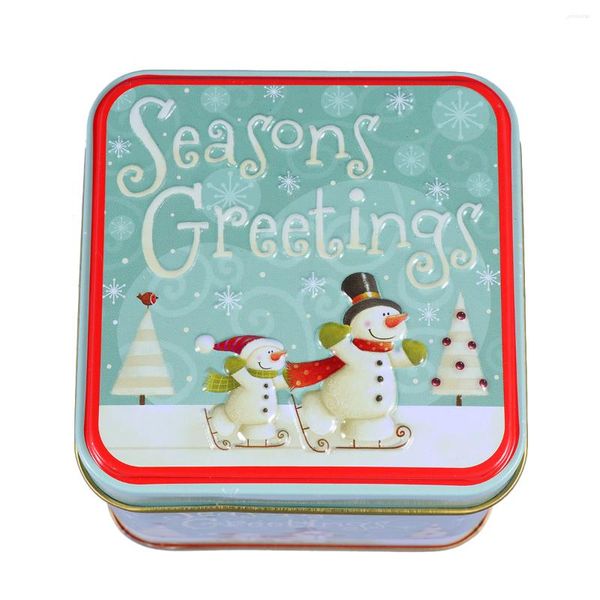 Confezioni regalo Scatole di Natale Scatole di latta di caramelle Scatole di immagazzinaggio Scatole decorative di latta Contenitore quadrato vuoto Biscotti Pacchetti decorativi di Natale