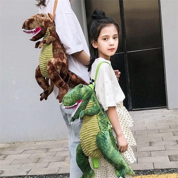Mochilas crian￧as Dianosaur Children Doll Plush Back 3D Dinosaur Baby Backpack para meninos meninas Bolsas de animais fofas Toys Presentes 221104