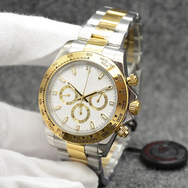 Homens com cer￢mica dourada 40mm Dial de punho autom￡tico de punho 904L A￧o inoxid￡vel calend￡rio Sapphire Mirror Classic Luminous imperme￡vel Caixa de cinto de presente para presente