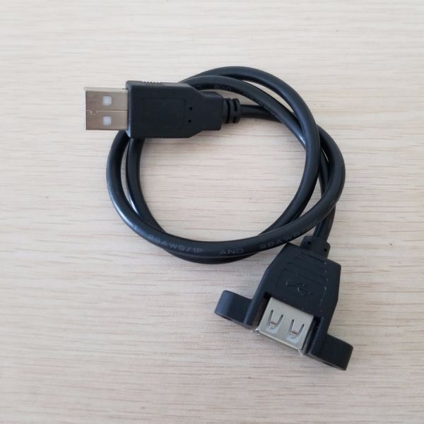 10 pçs/lote USB 2.0 Tipo A Macho para Fêmea Montagem em Painel com Parafusos Cabo de Extensão de Dados 50cm Preto para Chassi de Controle Industrial