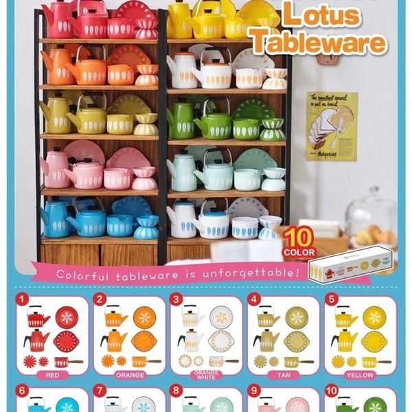 Küchen Play Food Nordic Lotus Tableware 1 6 Puppenhaus Mini-Modellmöbel 221105