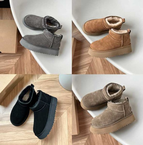 Boots 2022 OG Winter Ultra Mini Platform Designer Angle Snow Fur Brown Australia Теплые пинетки для женщины кожаные туфли для мужчин. Женщины 1Sugg