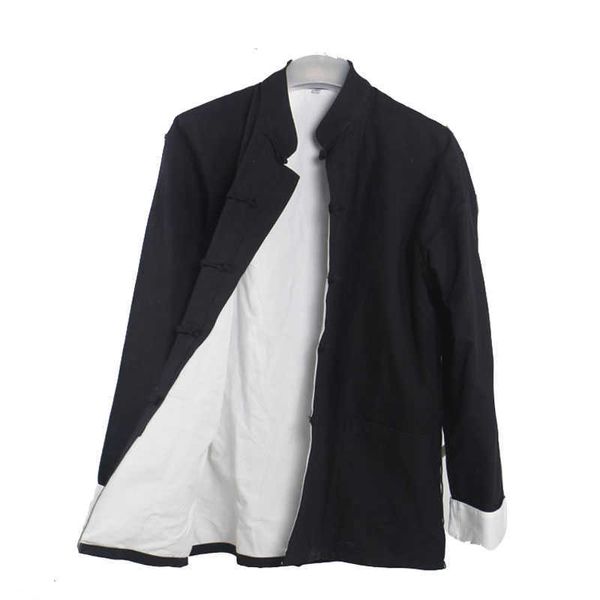 Ceketler Erkekler Günlük Çift Güverte Ceket Sonbahar Kış Kung Fu Ceket Geleneksel Çin Tang Suit Tai Chi Tekdüzen Pamuk Üstler Y2211