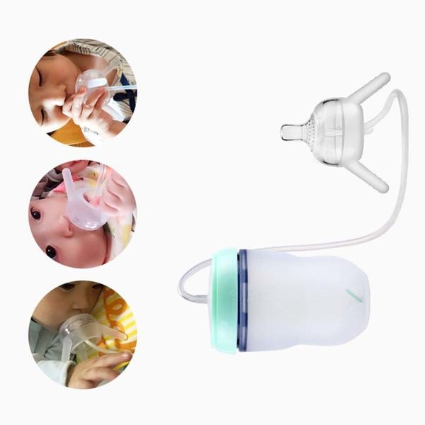 Biberon # 250ml Acqua in silicone a mani libere con cannuccia Nato per l'alimentazione Tazza per bambini Sippy Training Ciucci per bere carini 221104