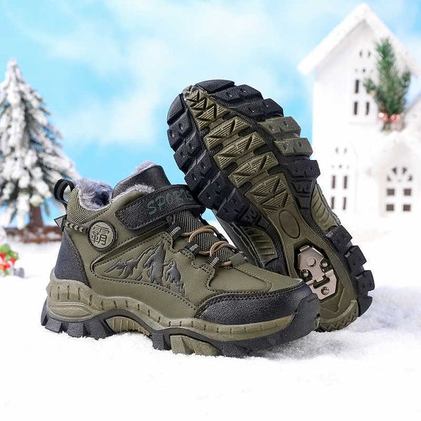 Kinder Winter Wanderschuhe Turnschuhe Mode rutschfeste Leder Mädchen Junge Kinder Schneeschuhe