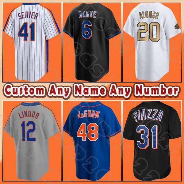 Mets Jacob deGrom Baseball Francisco Lindor New Yorks Trikots Max Scherzer Pete Alonso Tom Seaver Darryl Strawberry Starling Marte Chris Bassitt Keith Hernandez