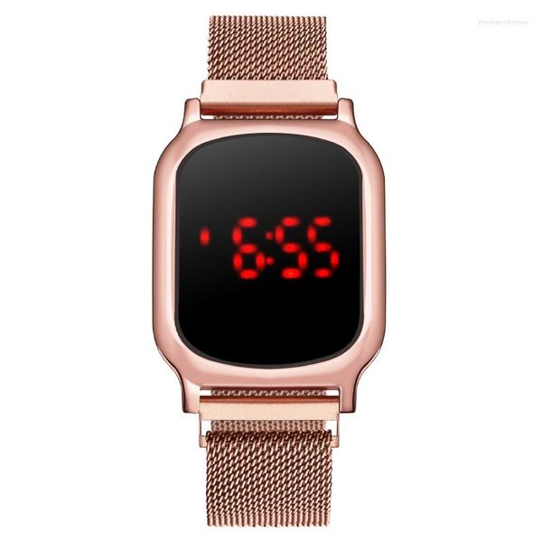 Нарученные часы Business Watch для мужчин высококачественные прикосновения большой экраны светодиодные электронные прямоугольные часы Gold Magnet Digital