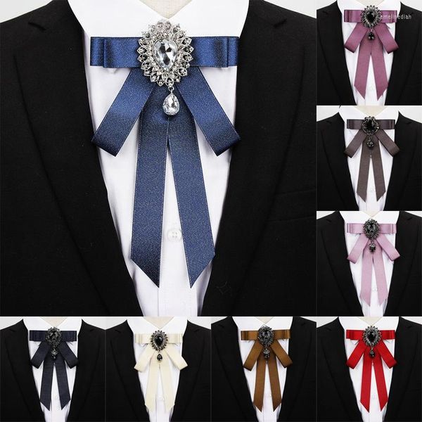 Fliegen Strass Krawatte Mode Britische Herren Business Bankett Hochzeit Formelle Bowtie Koreanische Damen Uniform Hemden Kragen Blume