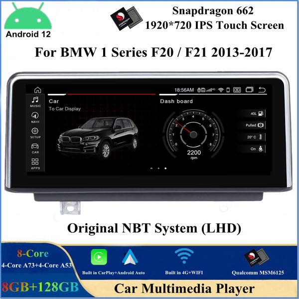 10,25 polegadas Android 12 DVD Player para BMW 1 S￩rie F20 F21 2013-2017 Sistema NBT original WiFi 4G SIM CarPlay Bluetooth IPS Screen GPS Naviga￧￣o Multim￭dia Est￩reo