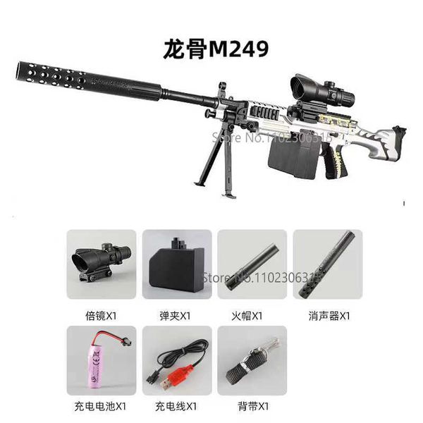 Gun Toys M249 Fucile da cecchino Pistola giocattolo ad acqua Gel elettrico Blaster Splatter Paintball Manuale M416 Pistola Gioco all'aperto AirSoft per ragazzi T221105