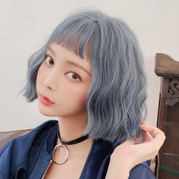 Hair Lace Wigs Trendência da moda feminina do Japão e Coréia do Sul Perm curto Simulação Curada Simulação Química Fibra Chapesar