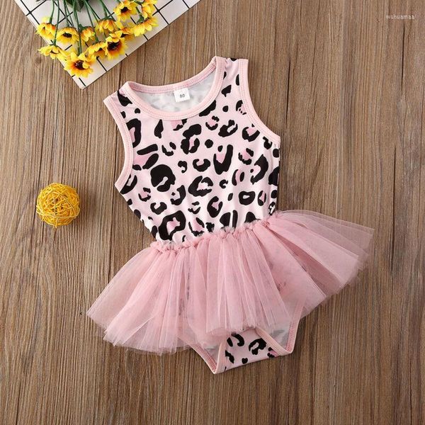 Abiti da ragazza Imcute 2022 Bambini Neonate Rosa Stampa leopardata Abiti da principessa Pagliaccetto Tutu Dress Outfit Set 0-18M