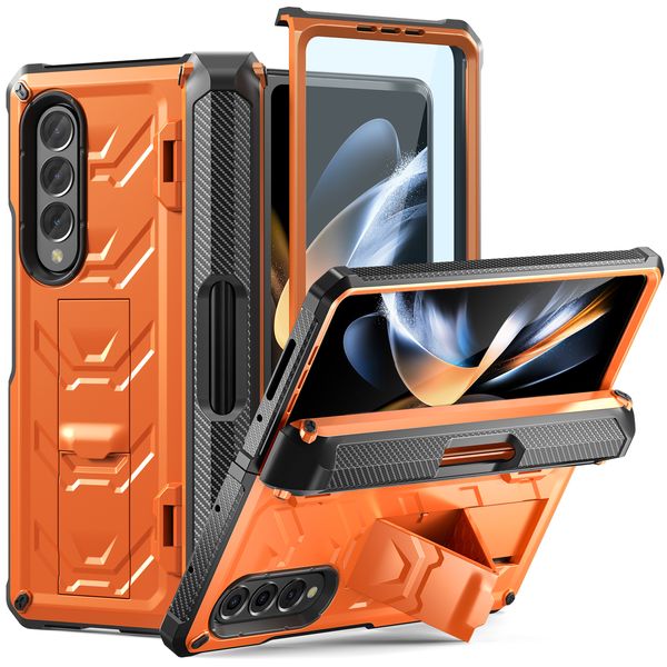 Armorer Hinge Cases für Samsung Galaxy Z Fold 4 Fold 3 5G Case Hard Rugged Shockproof Pen Holder Stand Protection Cover