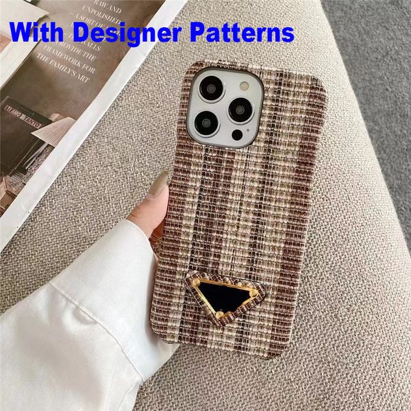 Luxuriöse Designer-Handyhüllen mit Retro-Muster, stoßfest, für iPhone 13 Pro Max, 14Plus, 12 Promax 11, Leder, dreieckig, Designer, weicher TPU-Stoßfänger, Handy-Abdeckung für Männer und Frauen