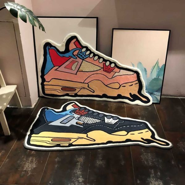 Halılar Sneaker Şekli Paspas Kaymaz Sneacker Halı Karşılama Giriş Kapısı Modern Kilimler Banyo Baskılı Halı Koridor Banyo Paspası T221105