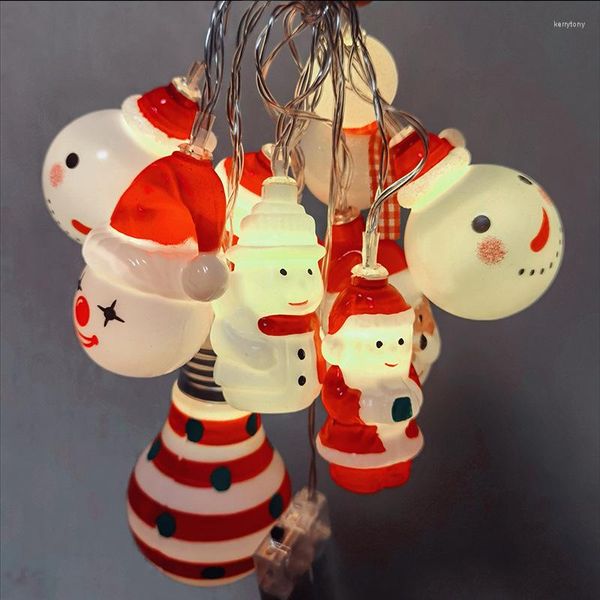 Snaren Led-verlichting Kerstversiering Boomornamenten Plastic Kerstman Sneeuwpop Voor Thuis Feestslinger X-mas String