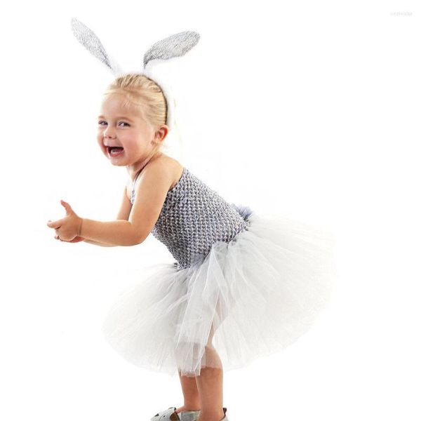 Mädchen Kleider Ostern Outfit Baby Tutu Kleid Grau Kostüm für Po Shooting Säugling Pografie Requisiten ersten Geburtstag Kinder Tüll