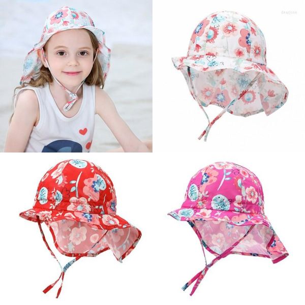 Cappelli UPF 50 Fiore Baby Girl Cappello da sole Regolabile Estate Ragazze Quick Dry Outdoor Beach Cappello per bambini Accessori per bambini