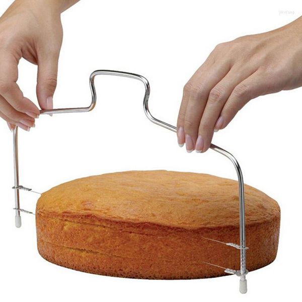 Backware -Werkzeuge Küche Doppellinienkuchenschneider Verstellbares Edelstahl Draht Bread Slicer Dessert Dekorieren Kochwerkzeug Backen